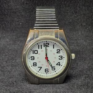 Vintage Japan Movement Metal Bezel Silver Stretch Band Analog Watch